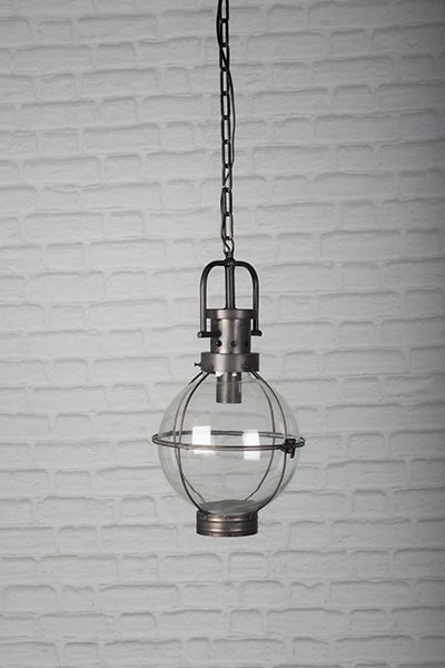 Glass and Metal Lantern Lamp