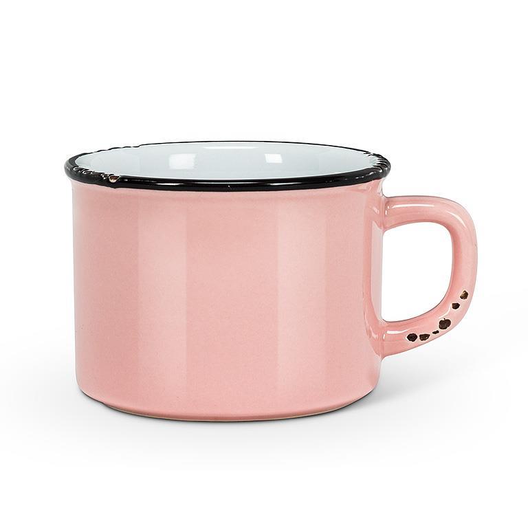Pink Enamel Look Cappuccino Mug