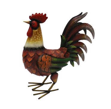 Brown & White Metal Rooster