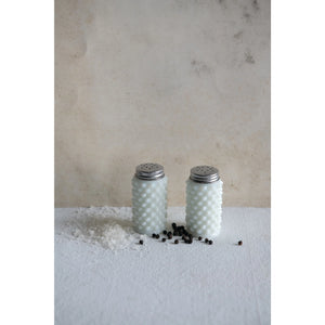 Milk Glass Hobnail Salt and Pepper Set