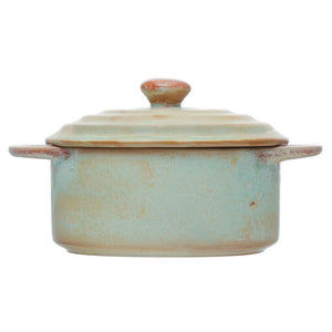 Round Stoneware Mini Baker w/Lid Reactive Glaze