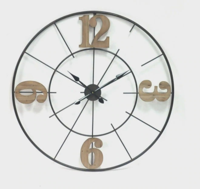 Metal Clock w/Wood Numbers