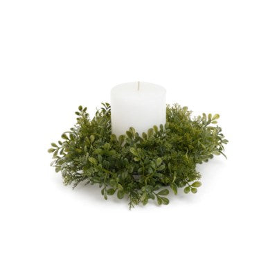 Mixed Boxwood/Fern Candle Ring