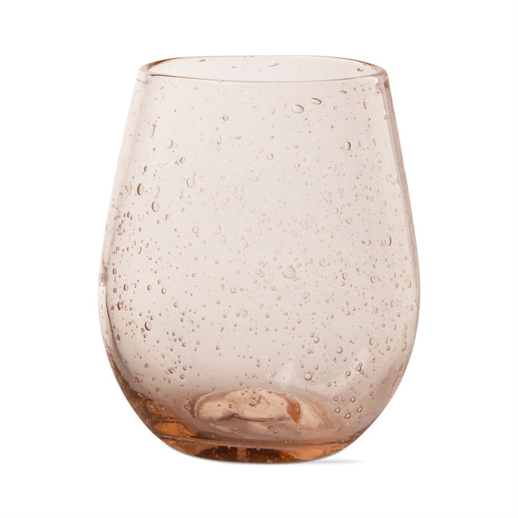 Blush Bubble Glass Stemless Wine S/2