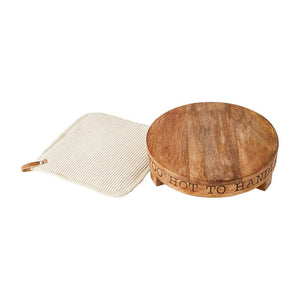 Wood Trivet and Pot Holder Set
