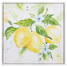 Watercolor Lemons Canvas Framed Wall Art