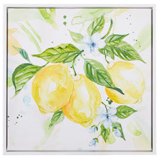 Watercolor Lemons Canvas Framed Wall Art