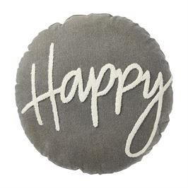 Happy Round Canvas Pillow