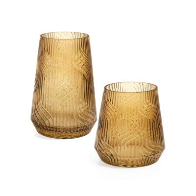 Textured Glass Vase - Mustard