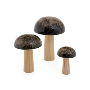 Ceramic & Wood Mushroom - Brown