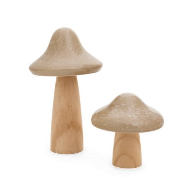 Ceramic & Wood Mushroom - Taupe