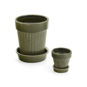 Green Ceramic Planter with Saucer