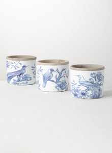 Bird Pattern Cement Pot