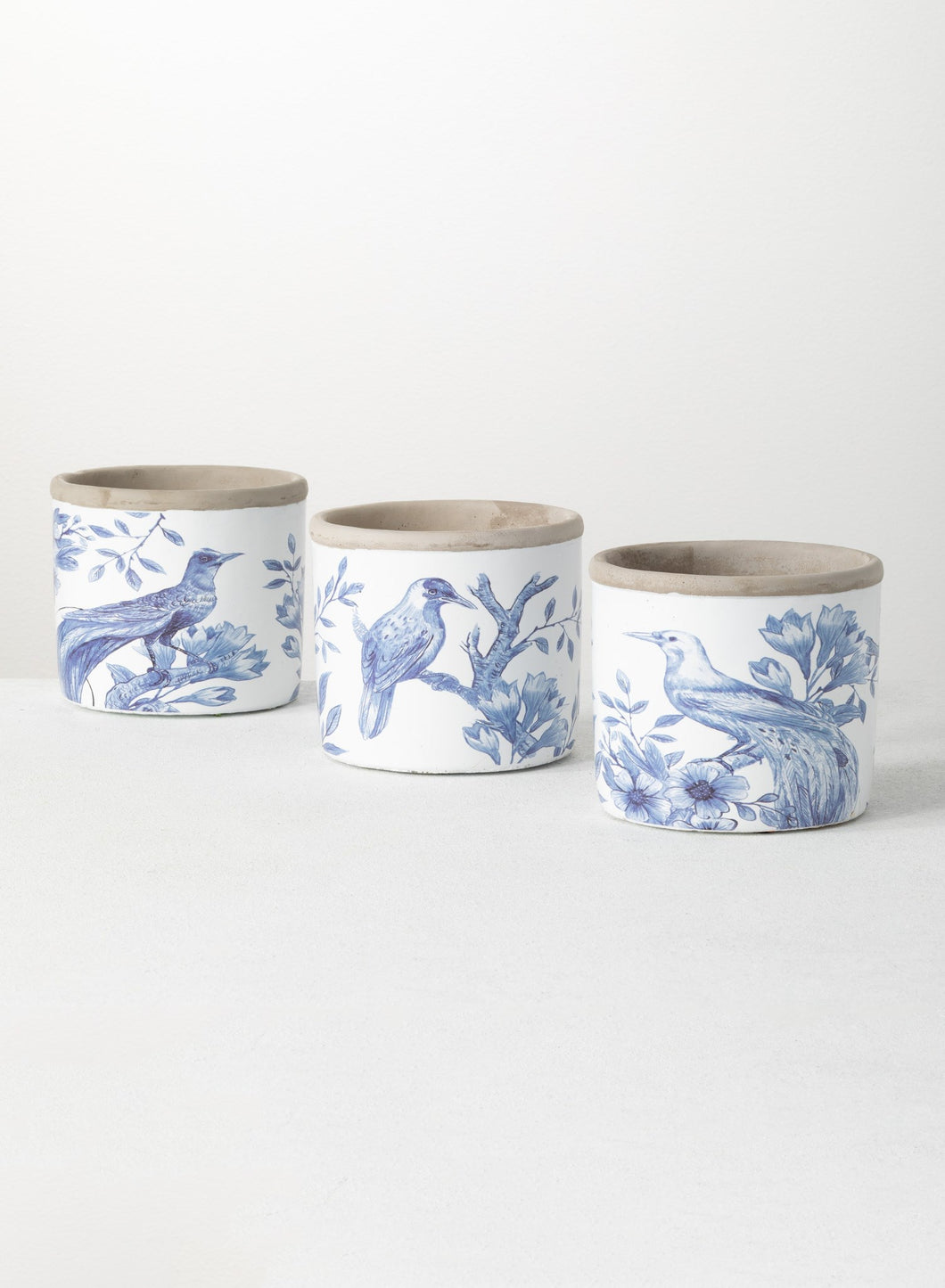 Bird Pattern Cement Pot