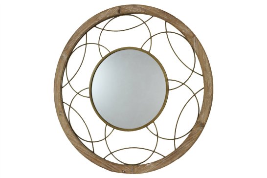 Round Wood/Metal Mirror