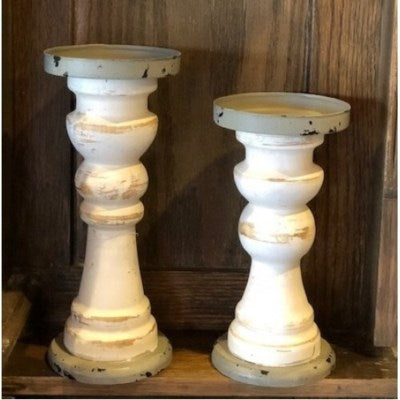 Grey Rim Candle Sticks S/2