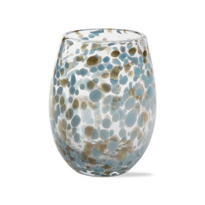 Confetti Stemless Wine Glass - Aqua S/2
