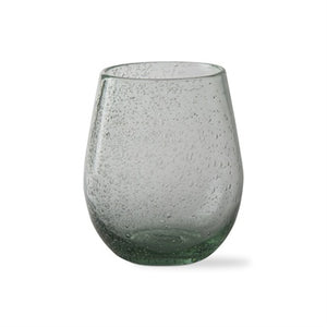 Light Green Bubble Glass Stemless Wine S/2