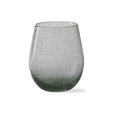 Light Green Bubble Glass Stemless Wine S/2