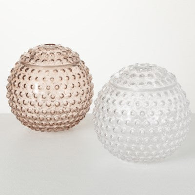 Glass Hobnail Round Vase