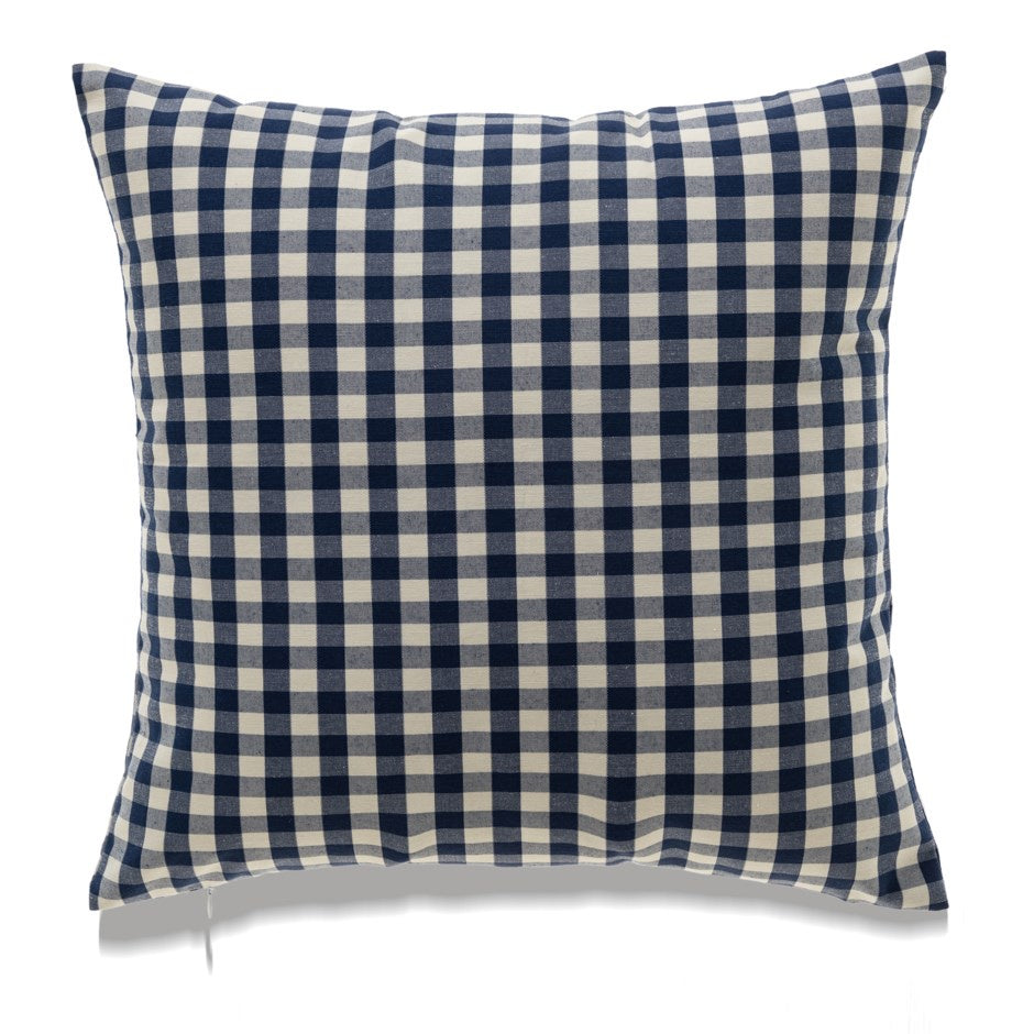 Dark Blue Gingham Cushion 18 x 18