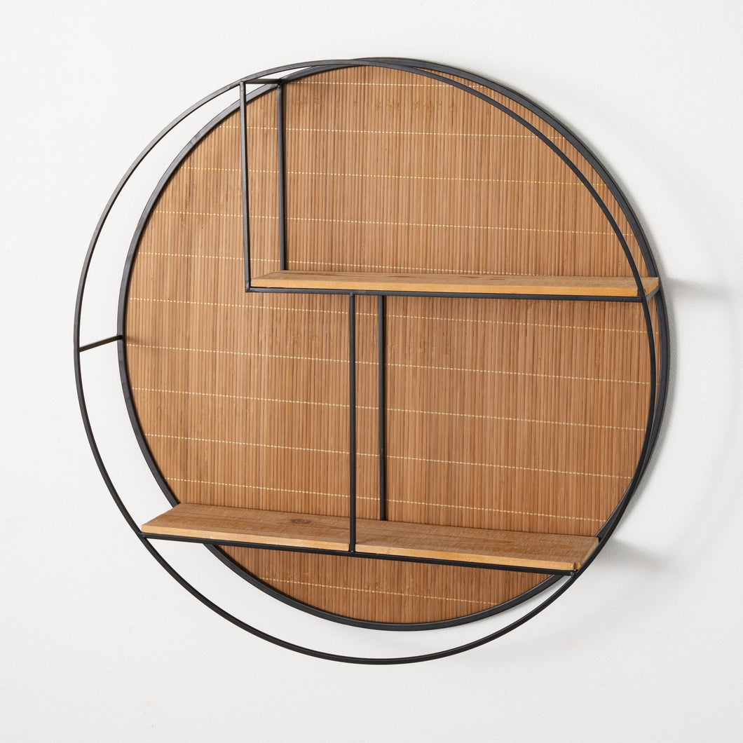 Rattan Back Round Wall Shelf
