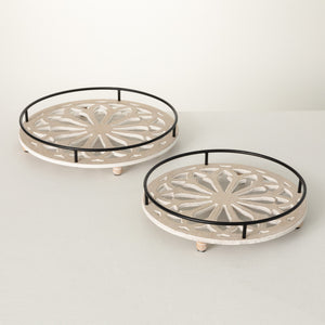 Round Wood/Metal Tray