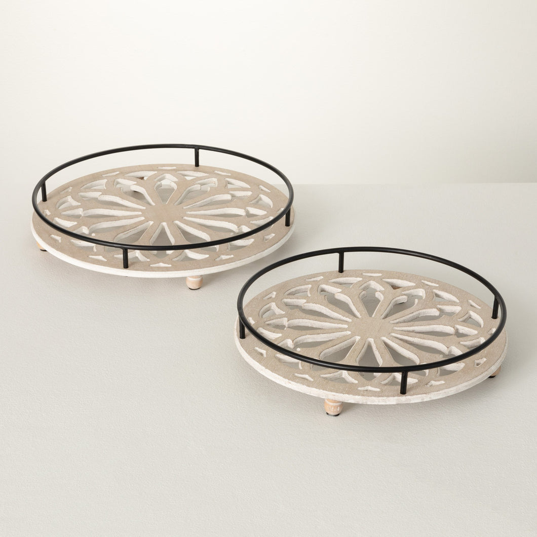 Round Wood/Metal Tray