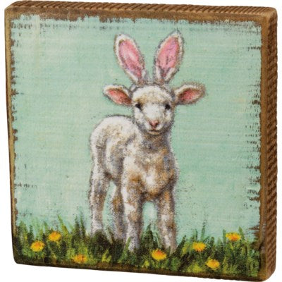 Block Sign - Lamb Bunny Ears