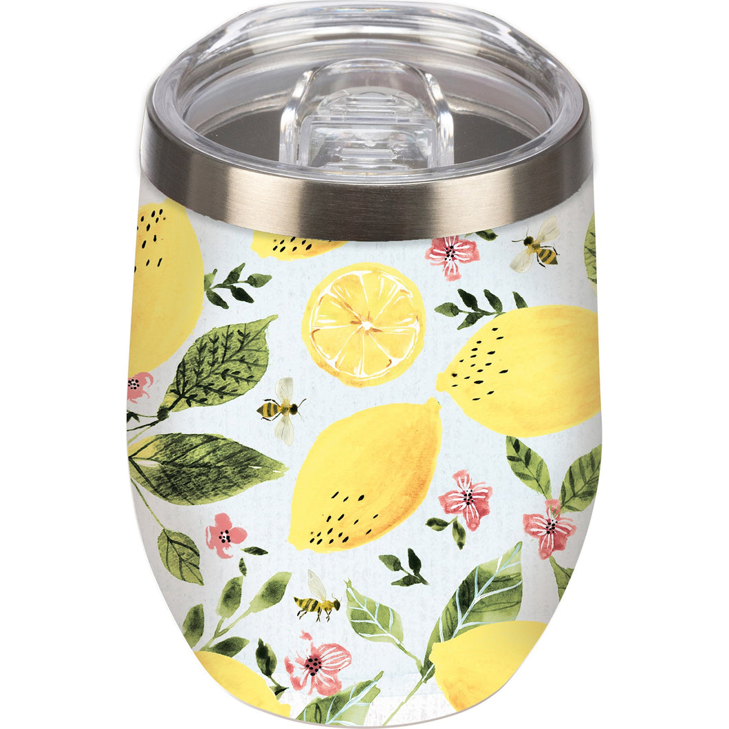 Yellow Lemon Wine Tumbler