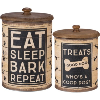Dog Treat Canister w/Wood Top