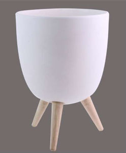 White Ceramic Planter with Legs