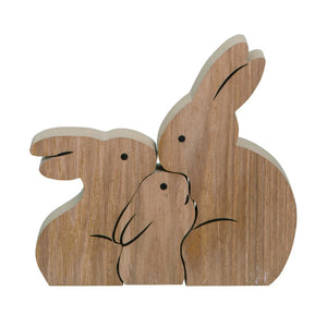 Wood Bunny Family Decor S/3
