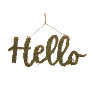 Faux Moss Hello Wall Sign