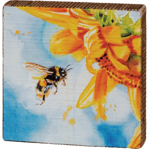Block Sign Bee Sunflower
