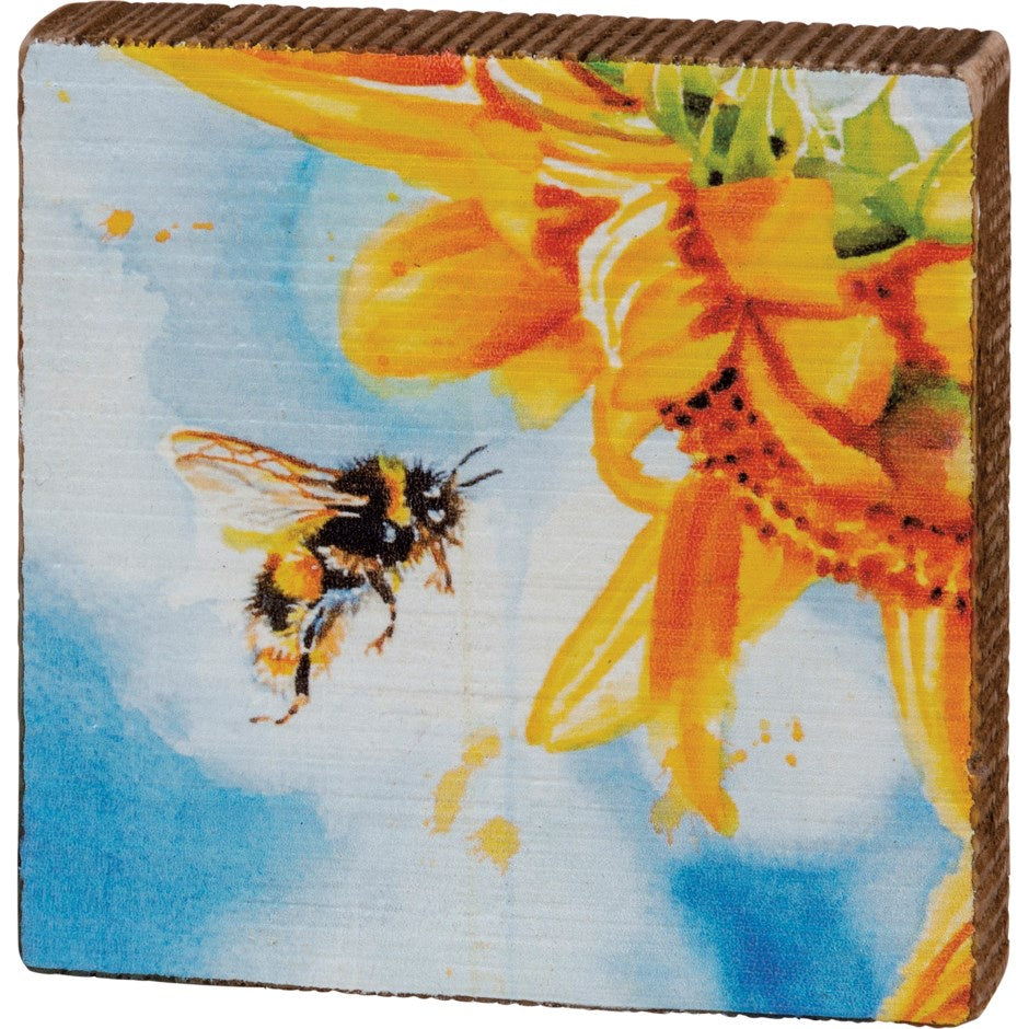 Block Sign Bee Sunflower