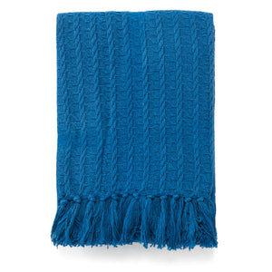 Blue Cotton Knit Throw