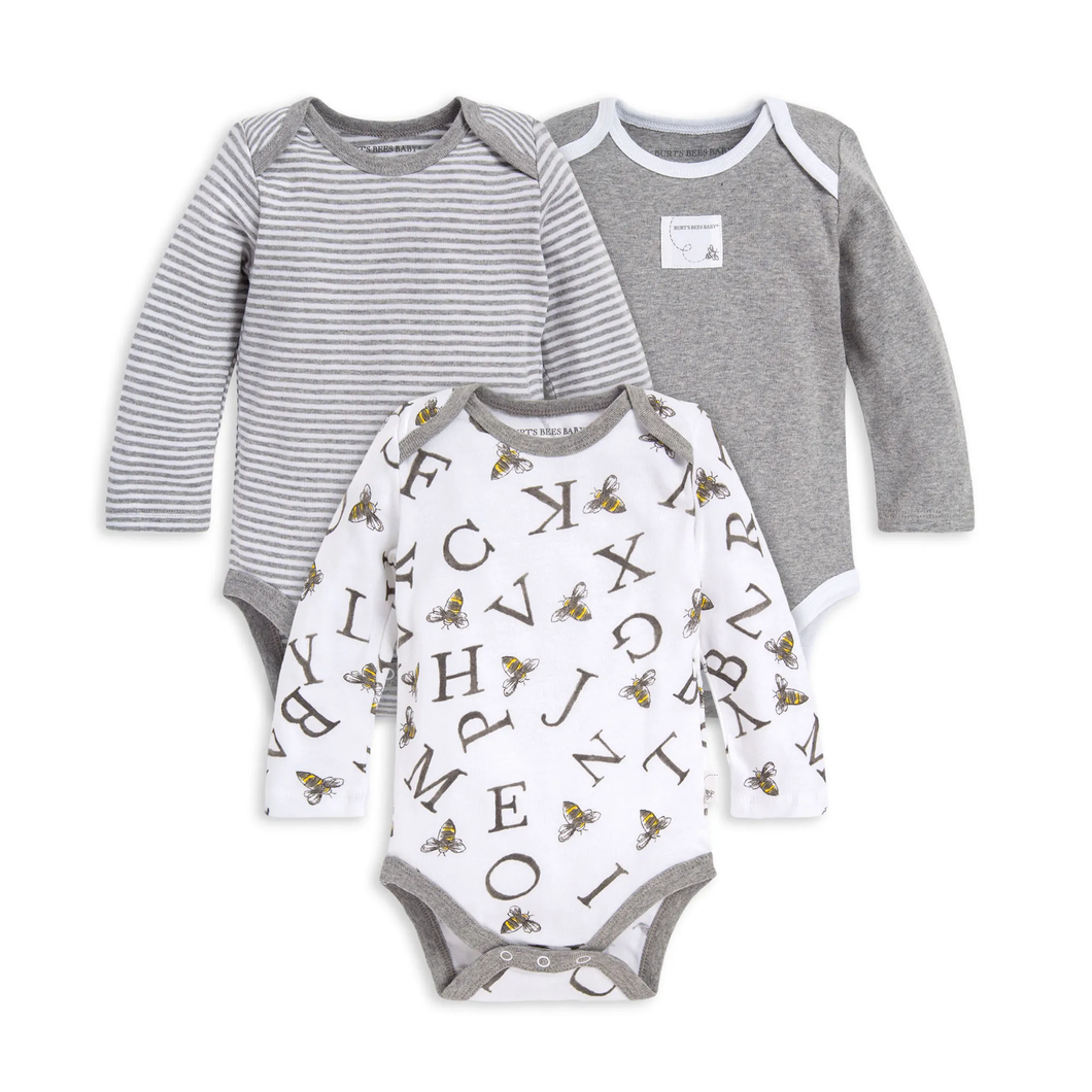 A Bee C Bodysuits Heather Grey 3 Pack