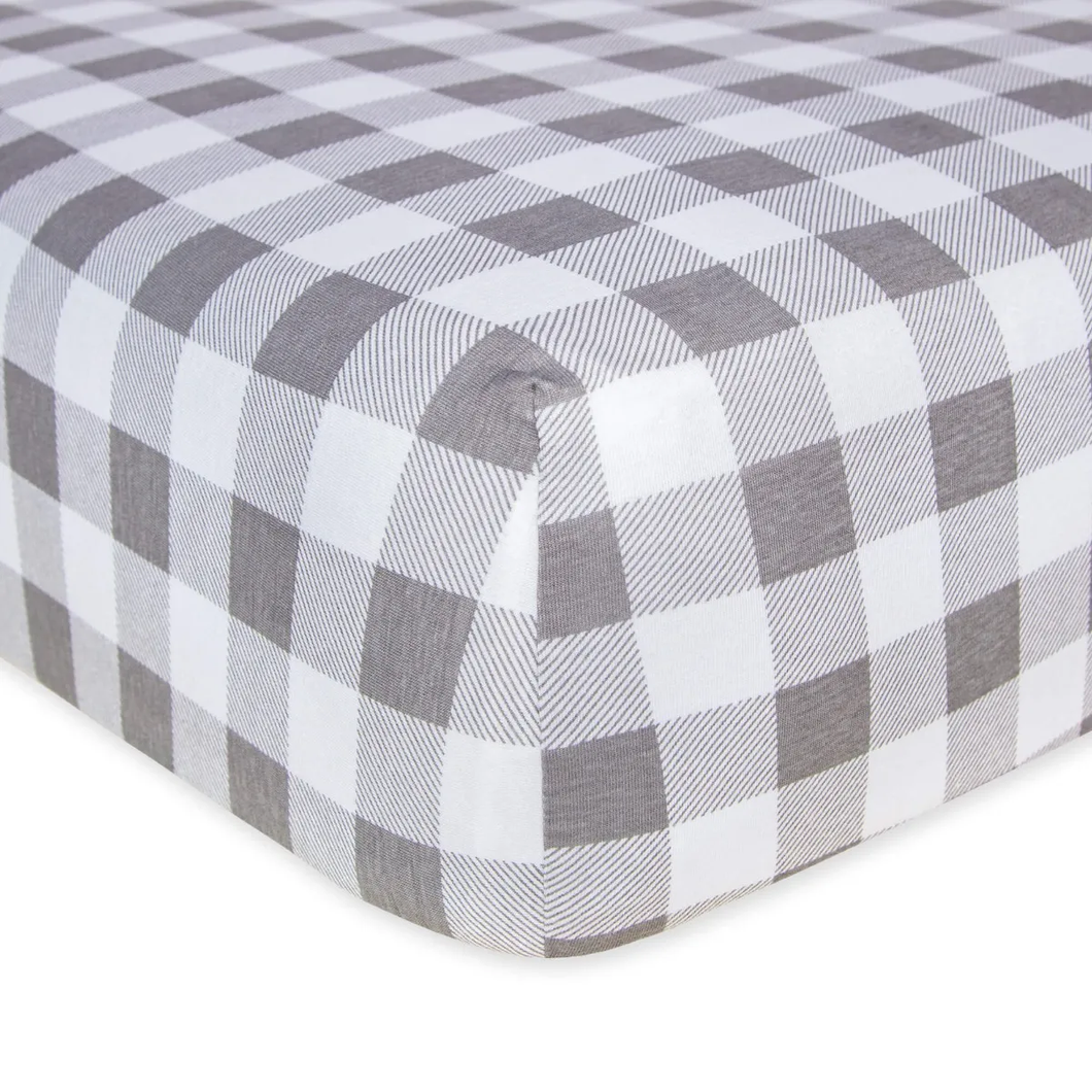 Buffalo Check Fitted Crib Sheet Fog