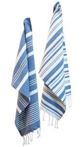 Tea Towel Blue Stripe S/2