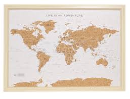 Large Framed Cork World Map