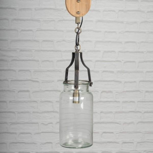 Glass Jar Ceiling Light on Pulley