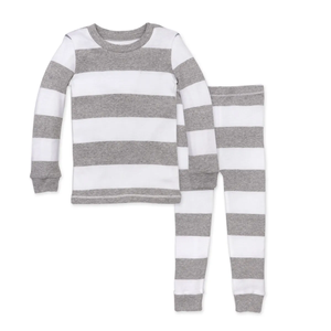 Rugby Stripe Tee & Pant Set Heather Grey