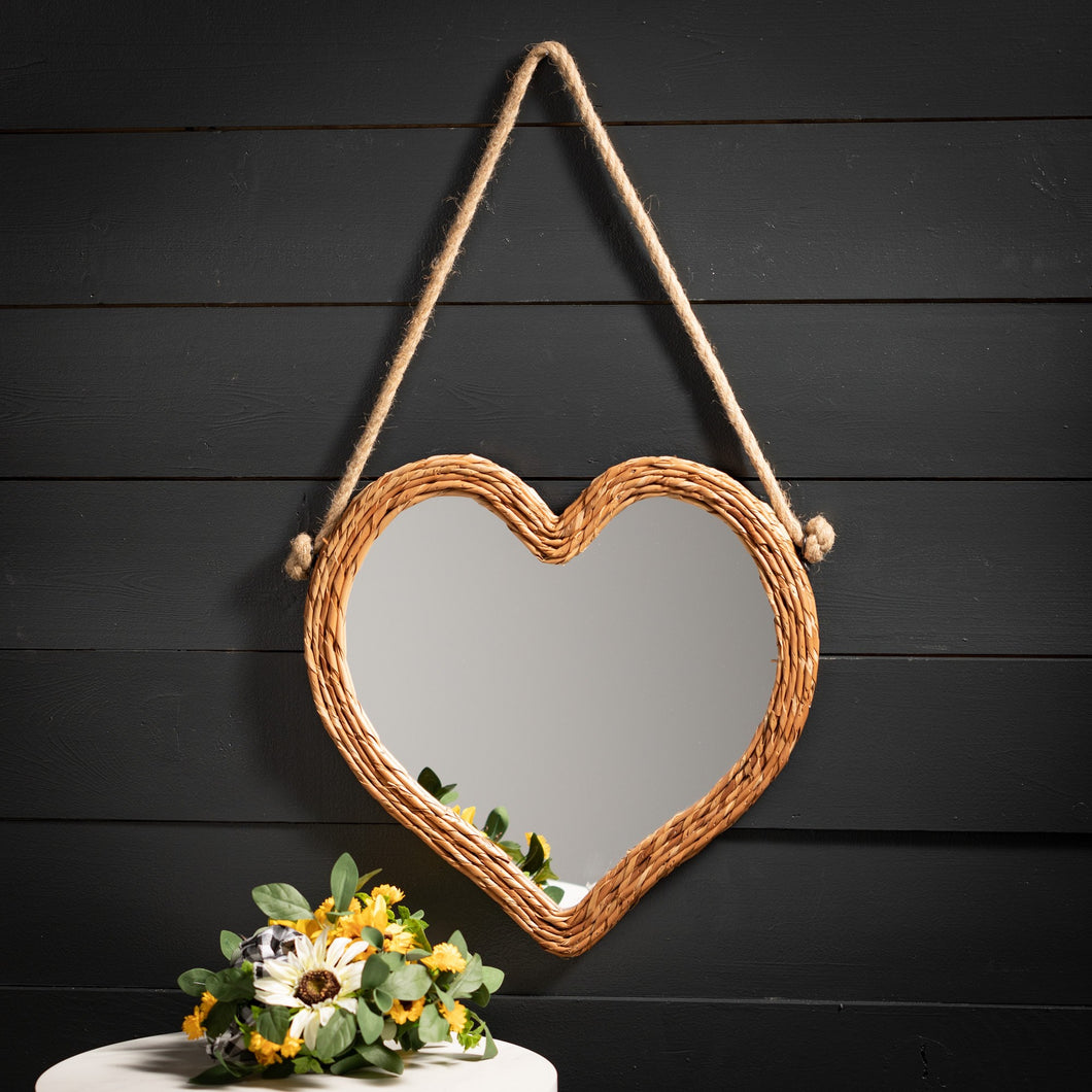 Jute Heart Wall Mirror