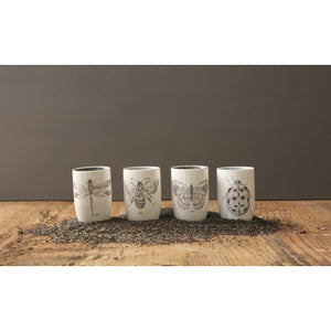 STONEWARE CUP W/ INSECT, 4 STYLES