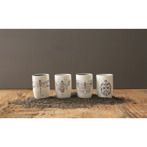 STONEWARE CUP W/ INSECT, 4 STYLES