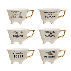 Stoneware Footed Teacup w/Saying