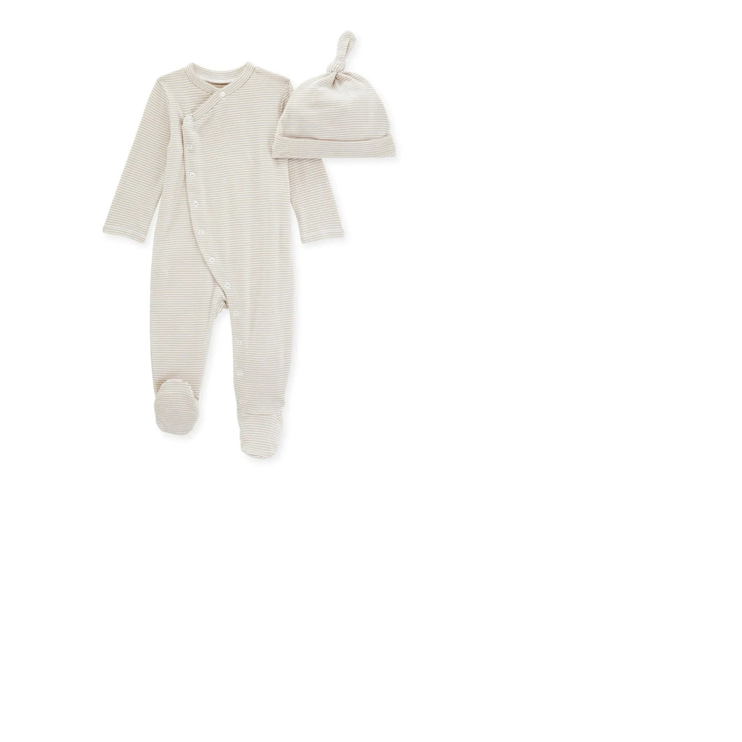 Micro Stripe Jumpsuit & Knot Top Hat Set 6-9M