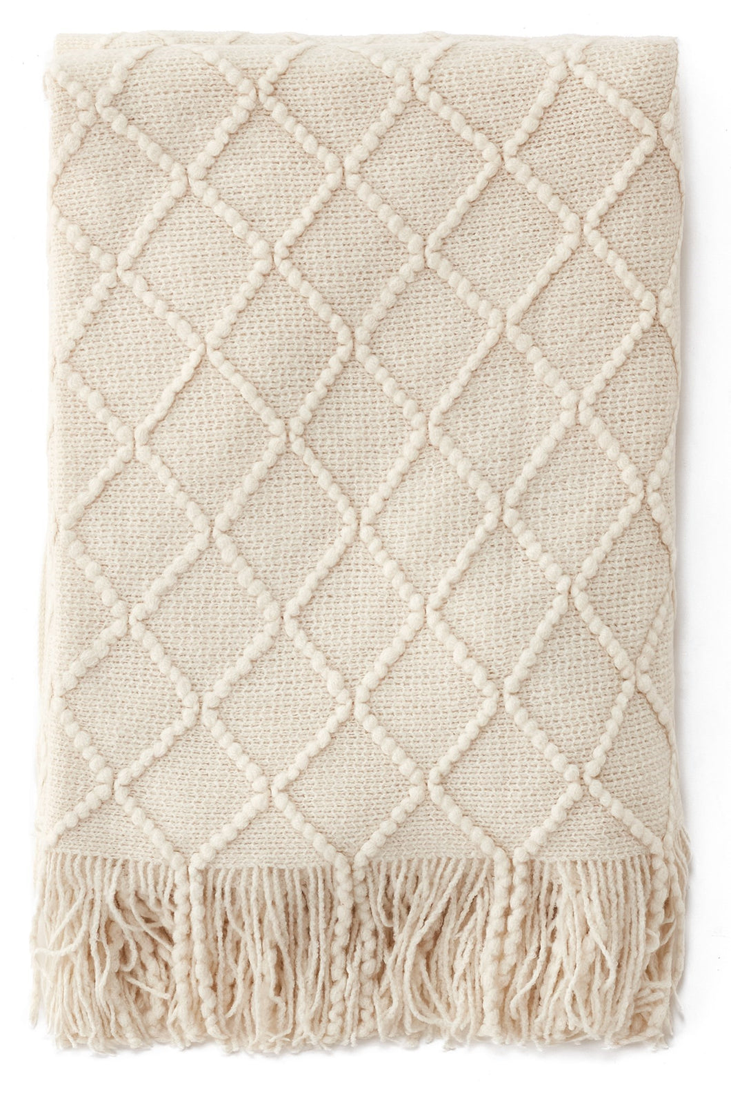 Off White Fringed Throw