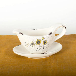 Flower/Bee Gravy Boat with Saucer